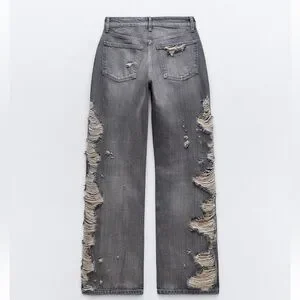 ★ZARA★ RELAXED FIT JEANS WITH FRAYED SEAMS RELAXED FIT FRAYED SEAM JEANS - Black | ZARA United States